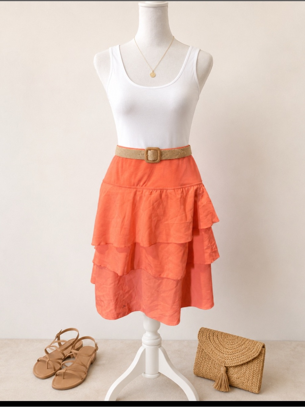 Cato Tiered Ruffle Active Skort in Coral Size 18/20